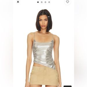 Superdown Silver Metallic Halter Top